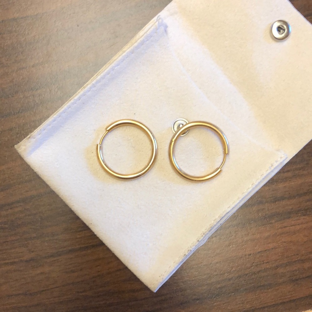 Biella Vintage Large Huggie Pair of Gold Plated Stainless Steel Earrings